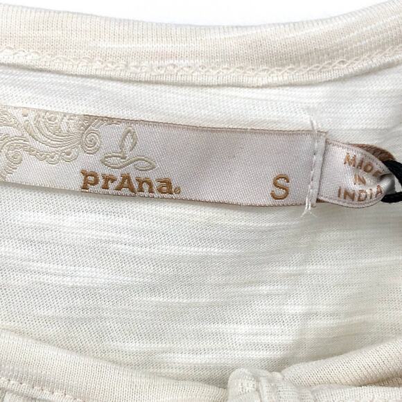 PRANA Women's Ocupas Popover Top Small Soft White Pintuck Short Sleeve NWT - Picture 8 of 10